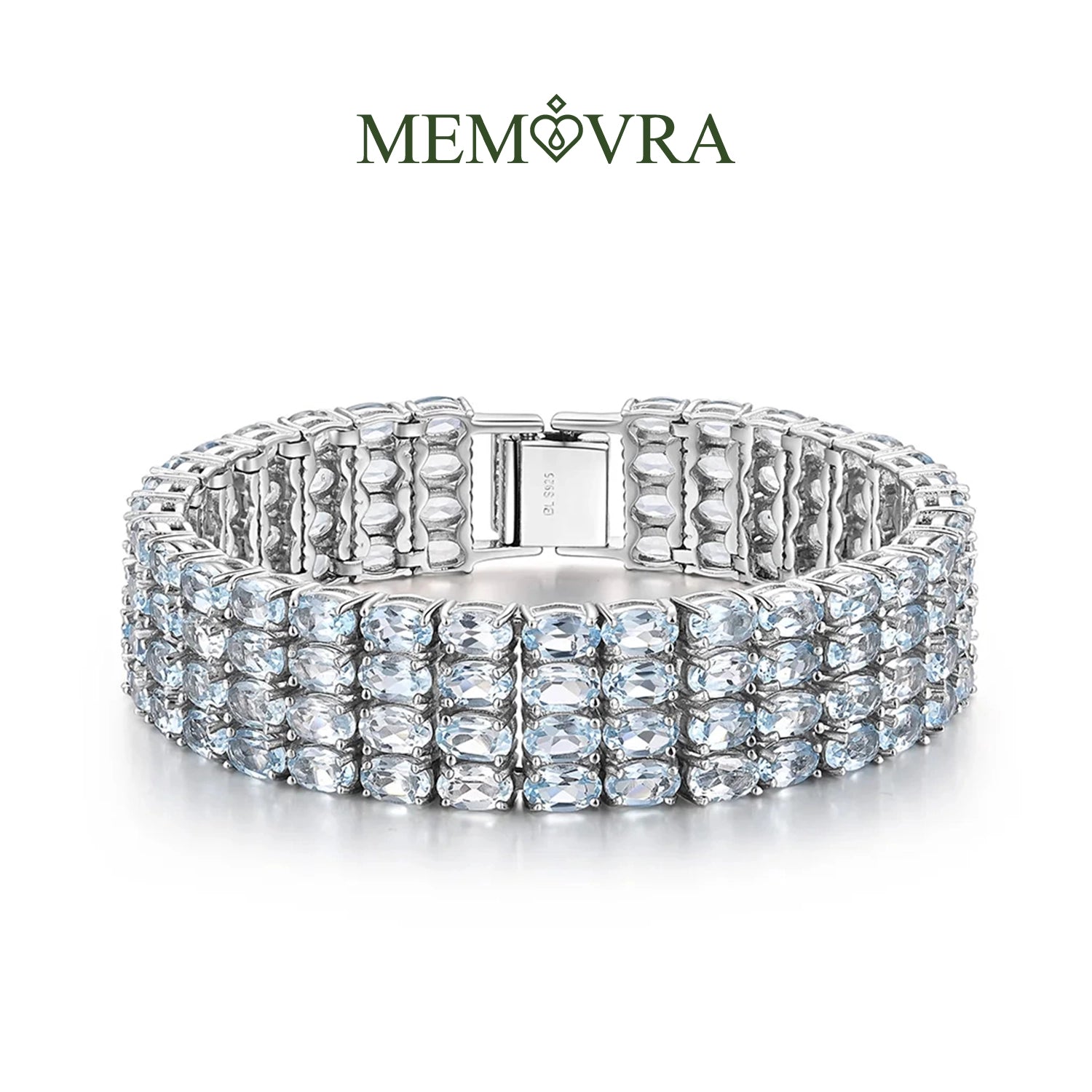 Sky Blue Topaz Geometric Silver Bracelet